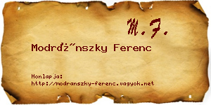Modránszky Ferenc névjegykártya