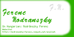 ferenc modranszky business card