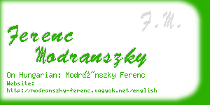 ferenc modranszky business card
